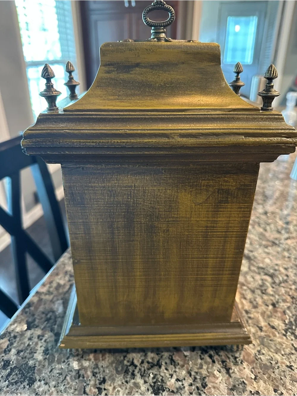 Vintage Wood Brass Mantel Clock